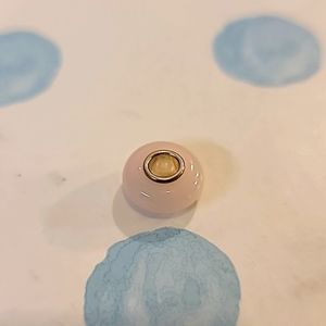 🩷Light pink 925 sterling silver and glass bead charm. Fits Pandora bracelets